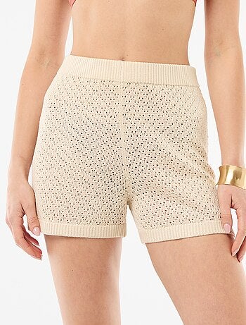 Short de plage en maille crochet