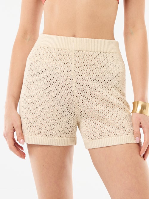 Short de plage en maille crochet - Kiabi