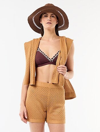 Short de plage en maille crochet