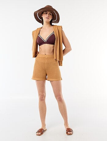 Short de plage en maille crochet