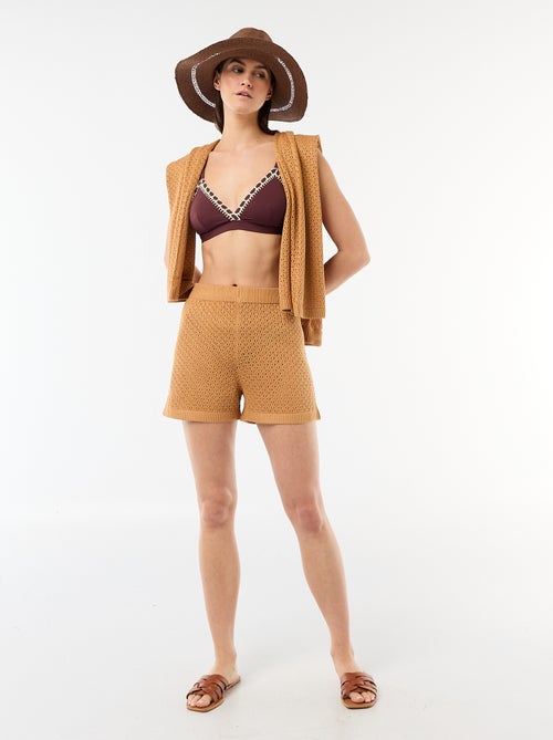 Short de plage en maille crochet - Kiabi