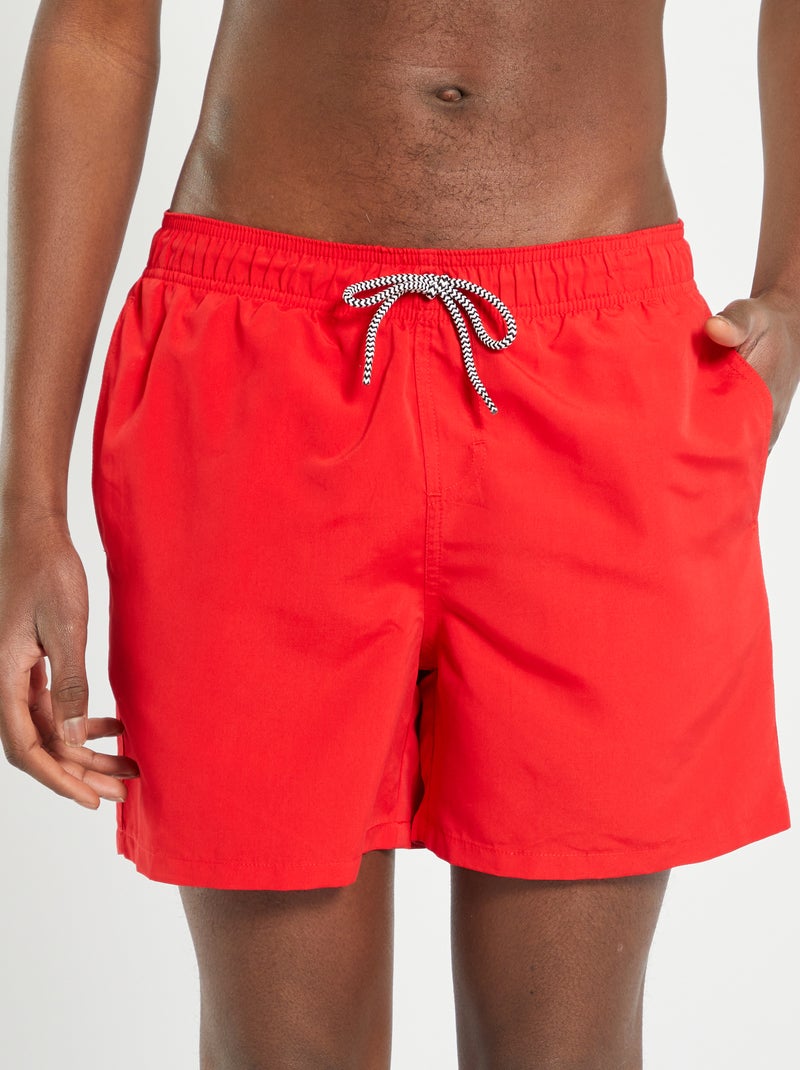 Short de plage rouge chiné - Kiabi