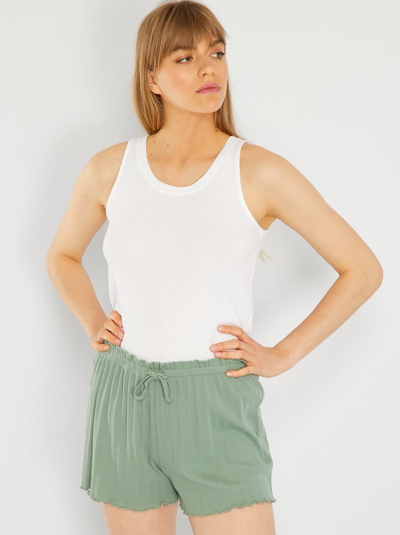 Short de pyjama en maille pointelle Vert - Kiabi