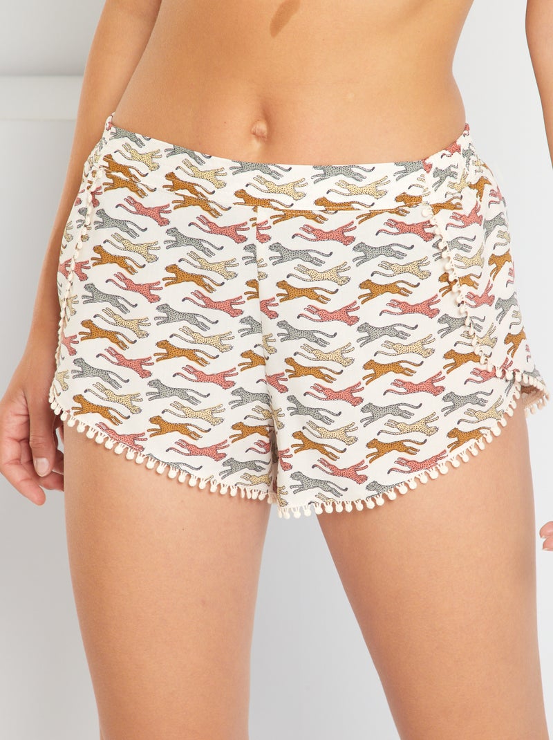 Short de pyjama imprimé écru - Kiabi