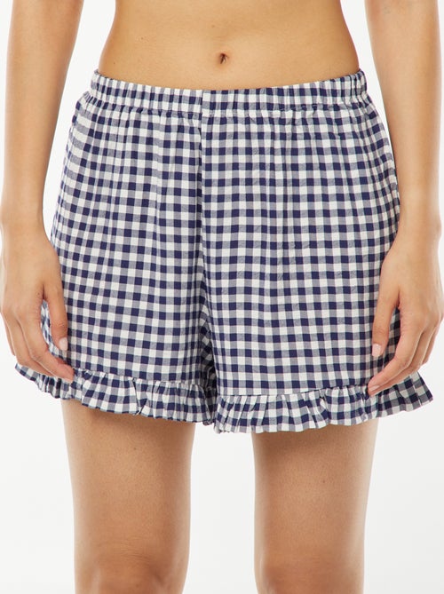 Short de pyjama vichy et base volantée - Kiabi