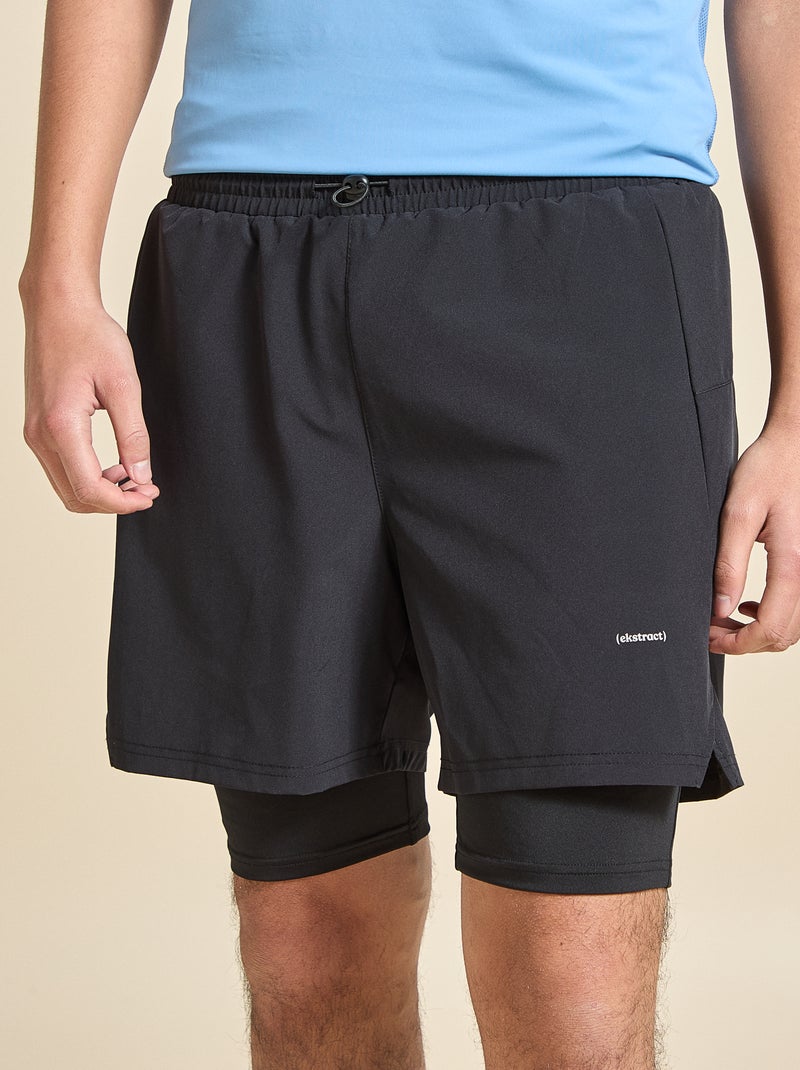 Short de sport 2 en 1 - (ekstract) Noir - Kiabi