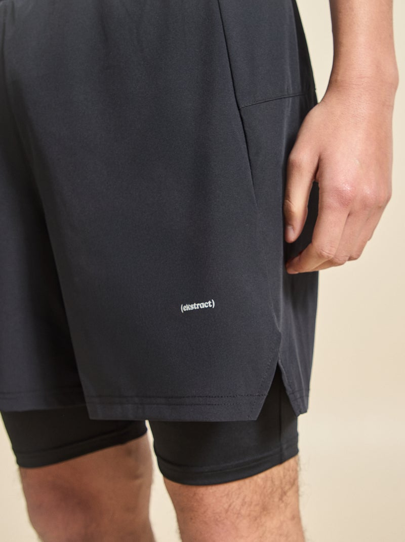 Short de sport 2 en 1 - (ekstract) Noir - Kiabi
