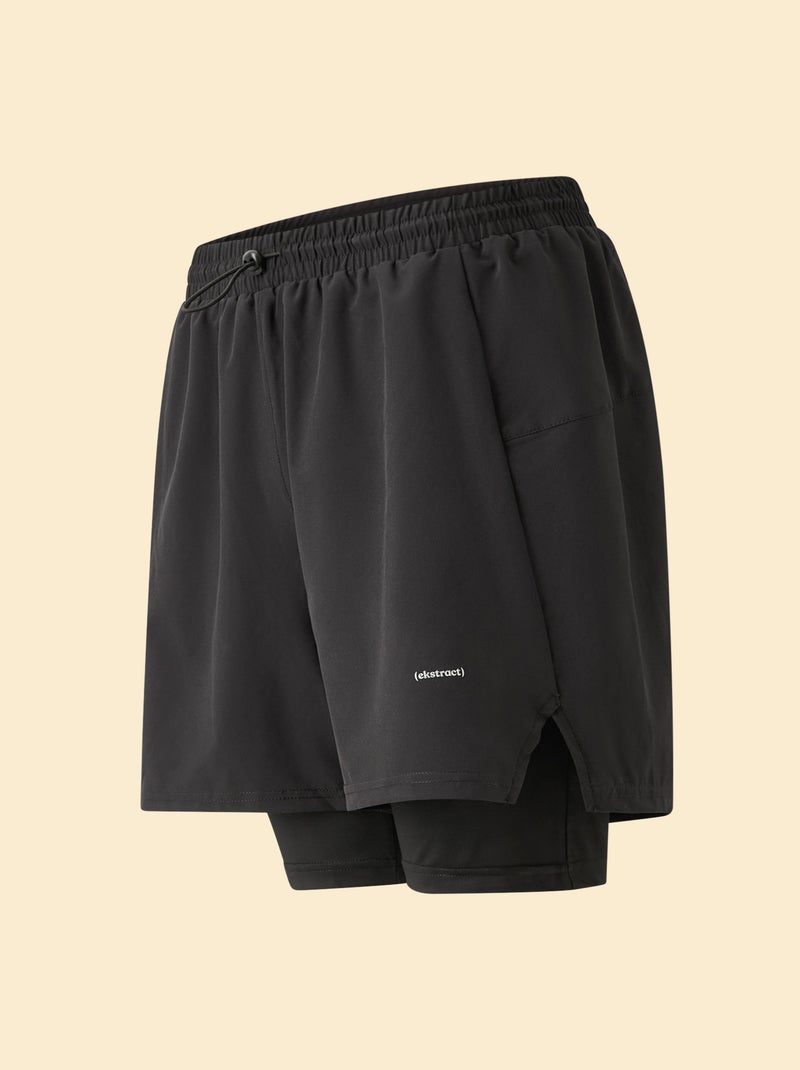 Short de sport 2 en 1 - (ekstract) Noir - Kiabi