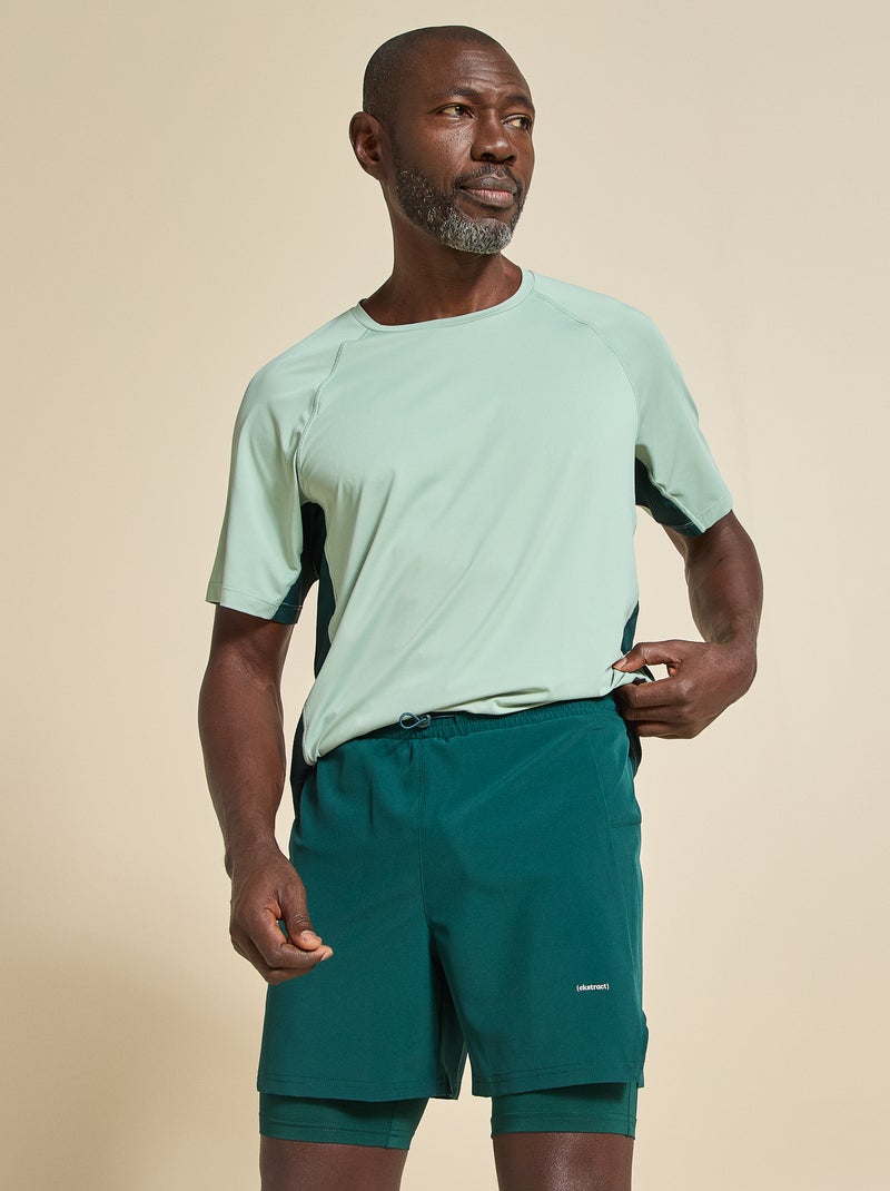 Short de sport 2 en 1 - (ekstract) Vert - Kiabi