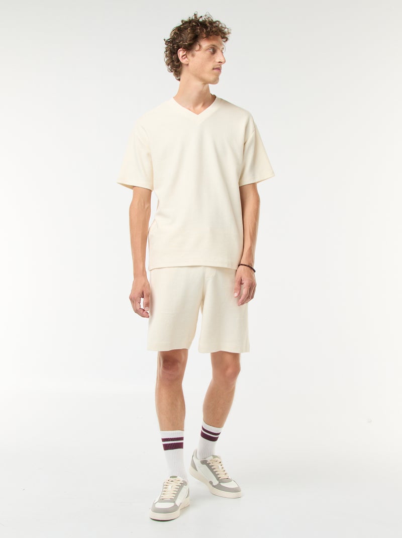 Short de sport avec poches en maille fantaisie Blanc - Kiabi