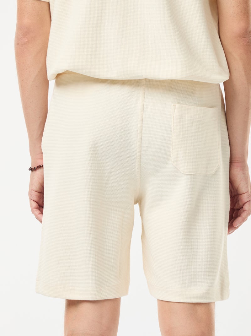 Short de sport avec poches en maille fantaisie Blanc - Kiabi