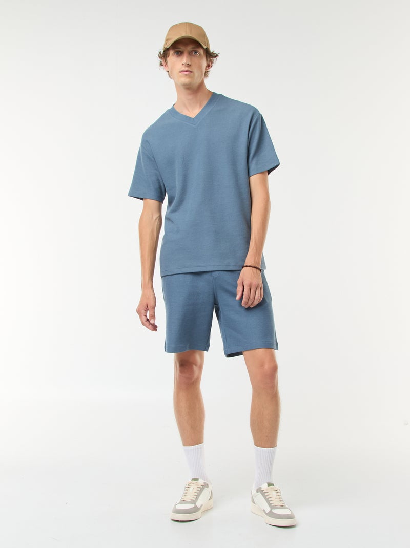 Short de sport avec poches en maille fantaisie Bleu - Kiabi