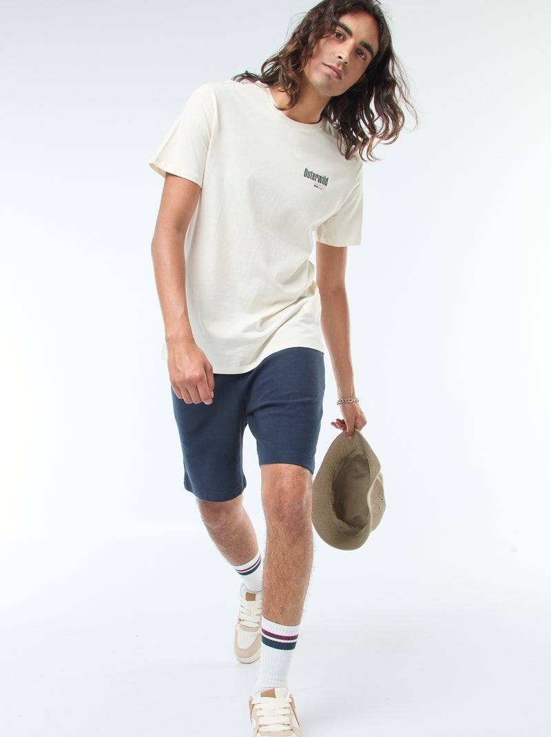 Short de sport avec poches en maille fantaisie - Blanc - Homme - 4.20