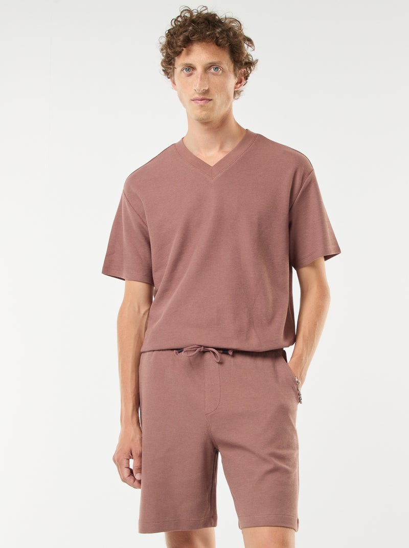 Short de sport avec poches en maille fantaisie Marron - Kiabi