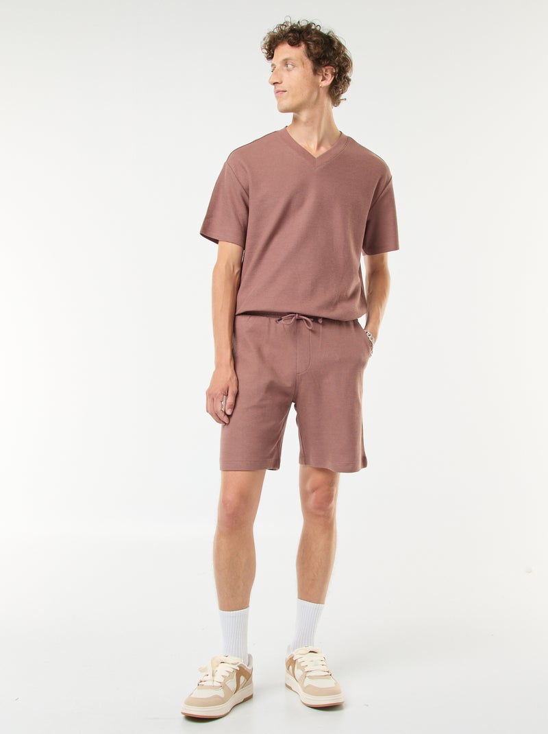 Short de sport avec poches en maille fantaisie Marron - Kiabi
