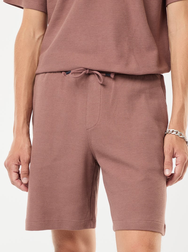 Short de sport avec poches en maille fantaisie Marron - Kiabi