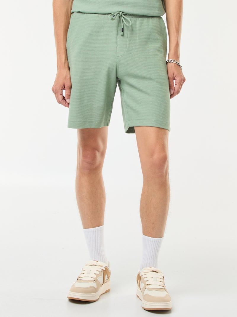 Short de sport avec poches en maille fantaisie Vert - Kiabi