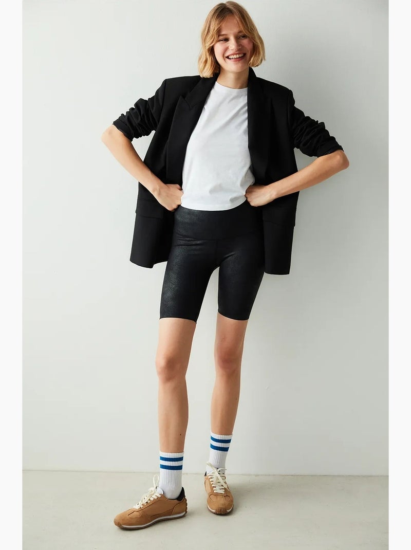 Short de sport cycliste effet cuir penti Noir - Kiabi