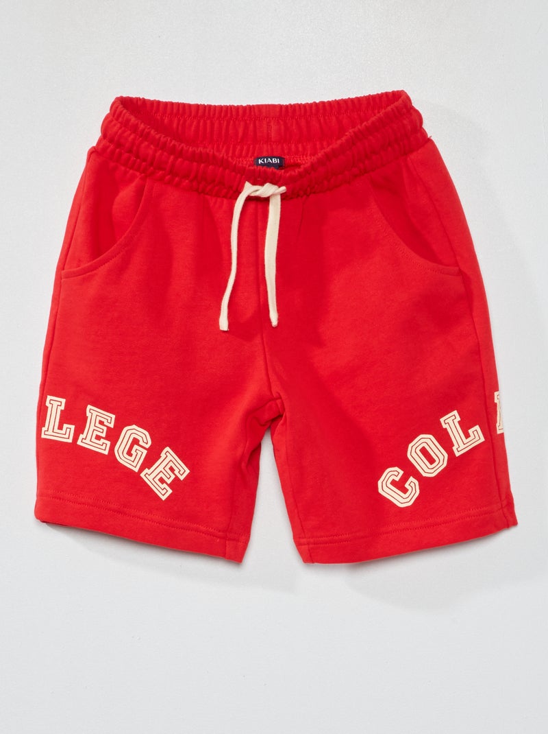 Short de sport en coton Rouge - Kiabi