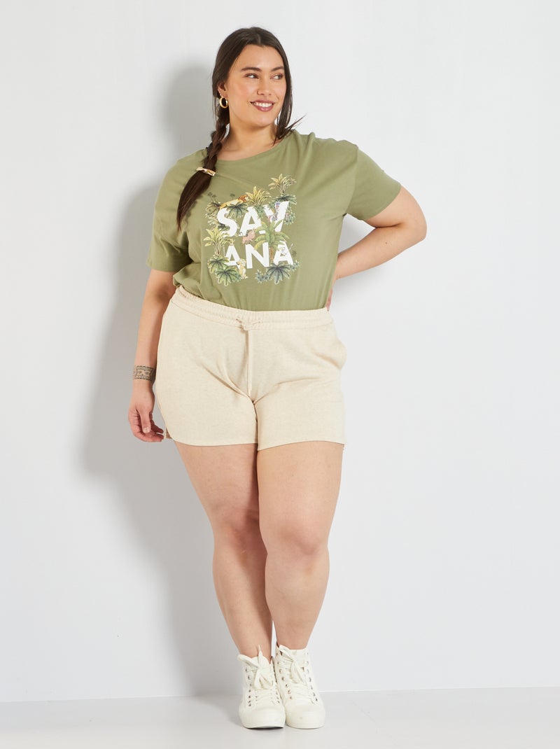 Short de sport en molleton Beige - Kiabi