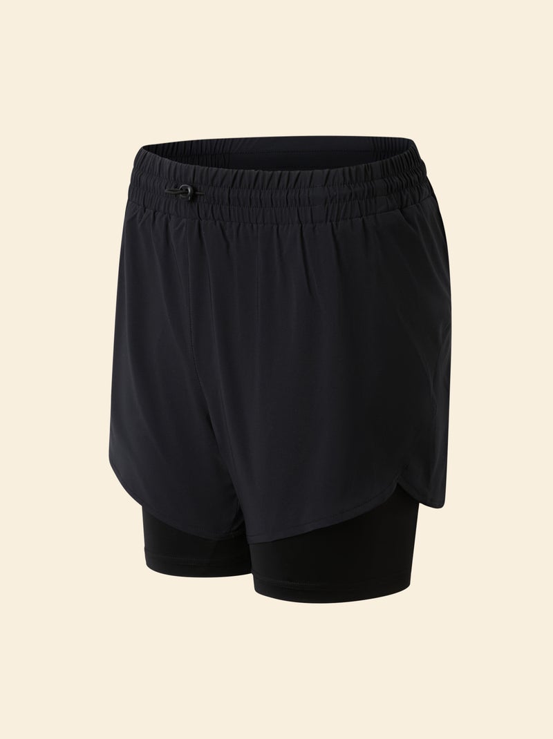 Short de sport modèle 2 en 1 - (ekstract) Noir - Kiabi