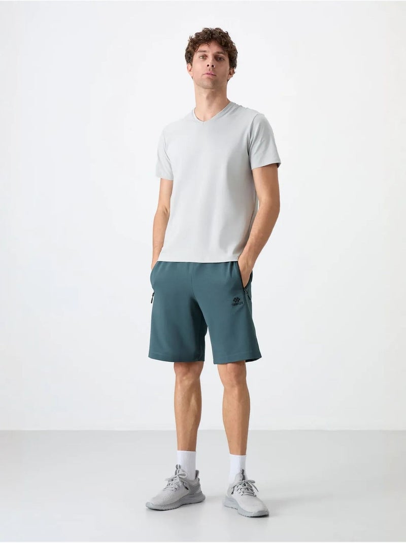 Short de survêtement homme en maille, coupe regular tommy Bleu canard - Kiabi