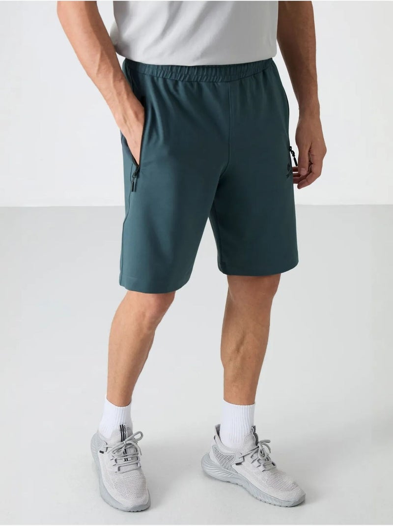Short de survêtement homme en maille, coupe regular tommy Bleu canard - Kiabi