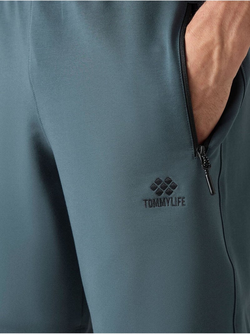 Short de survêtement homme en maille, coupe regular tommy Bleu canard - Kiabi