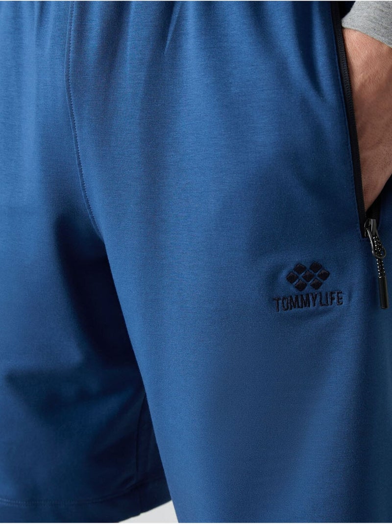 Short de survêtement homme en maille, coupe regular tommy Bleu - Kiabi