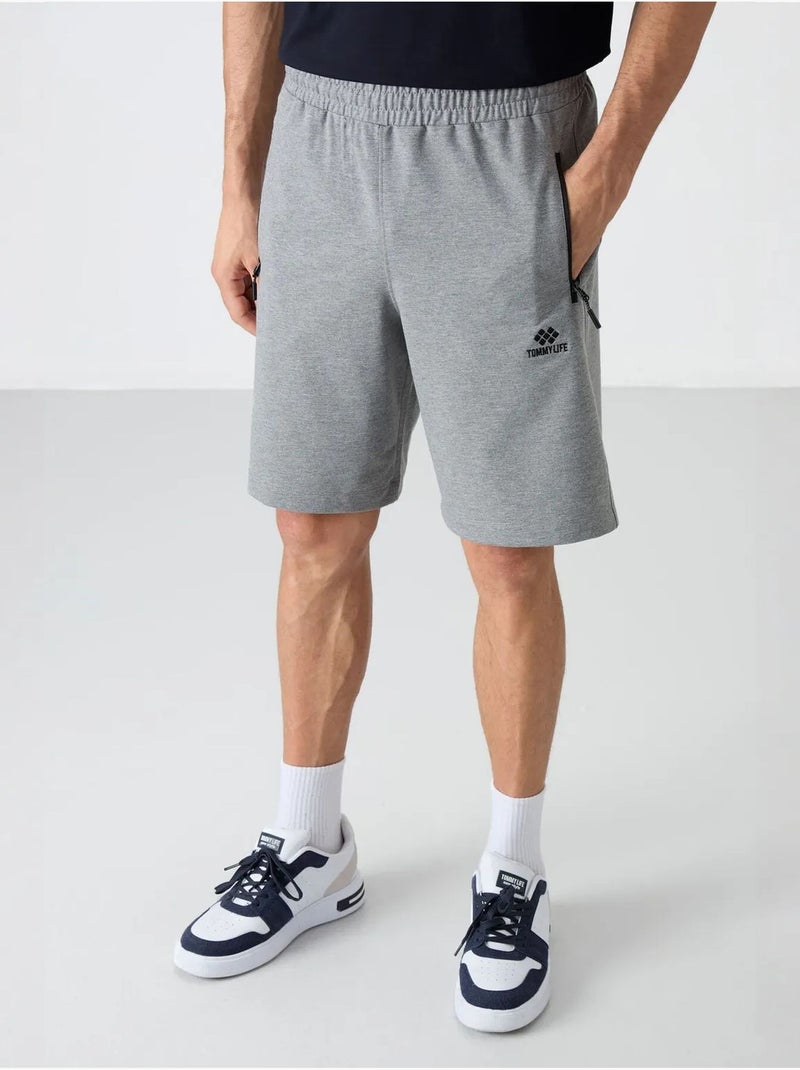 Short de survêtement homme en maille, coupe regular tommy Gris clair - Kiabi