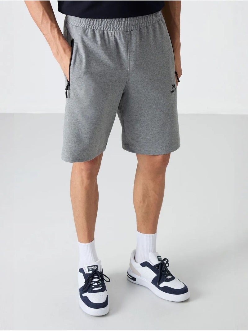 Short de survêtement homme en maille, coupe regular tommy Gris clair - Kiabi