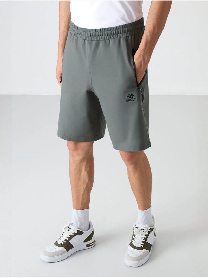 Short de survêtement homme en maille, coupe regular tommy Gris - Kiabi