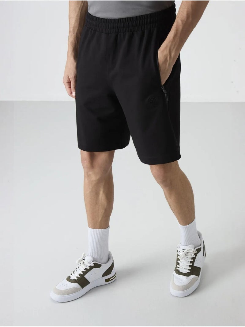 Short de survêtement homme en maille, coupe regular tommy Noir - Kiabi
