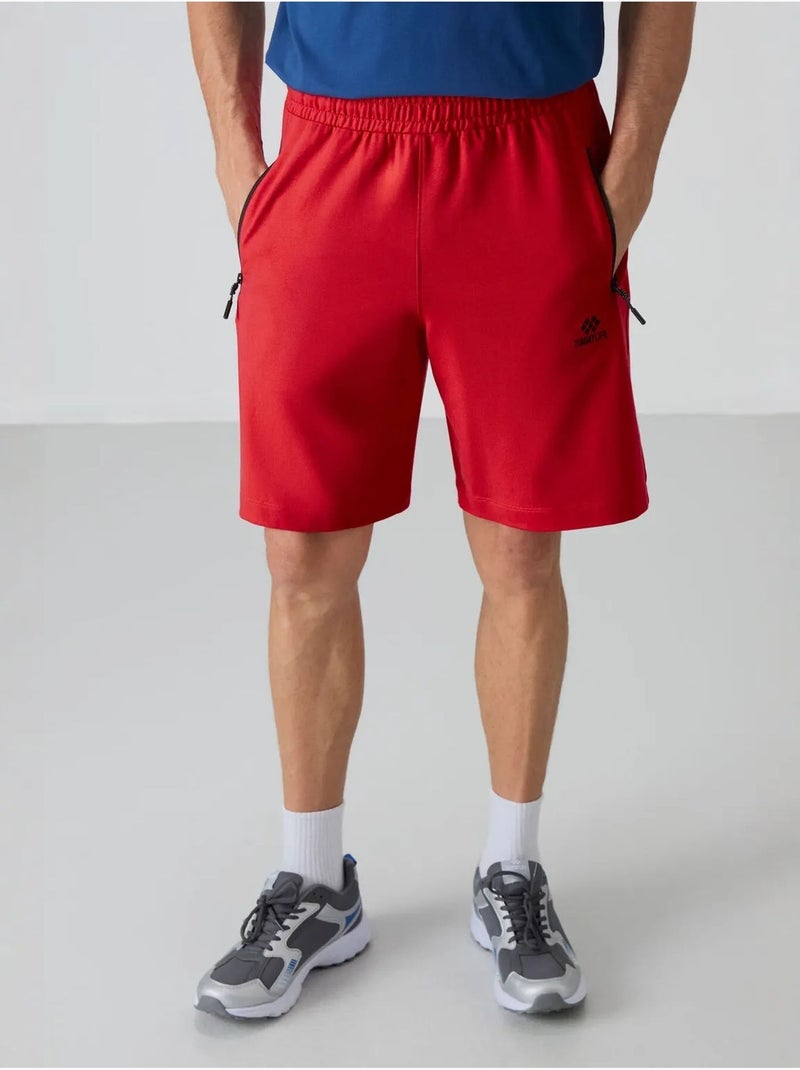 Short de survêtement homme en maille, coupe regular tommy Rouge - Kiabi