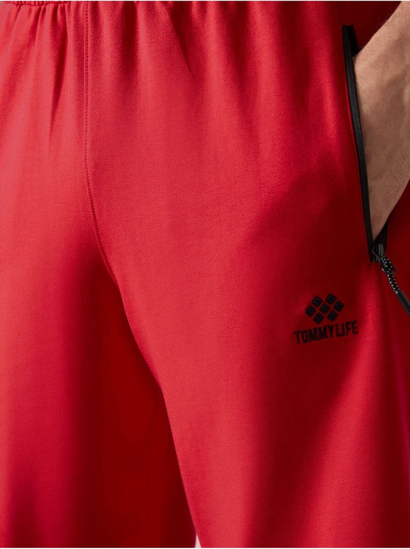 Short de survêtement homme en maille, coupe regular tommy Rouge - Kiabi
