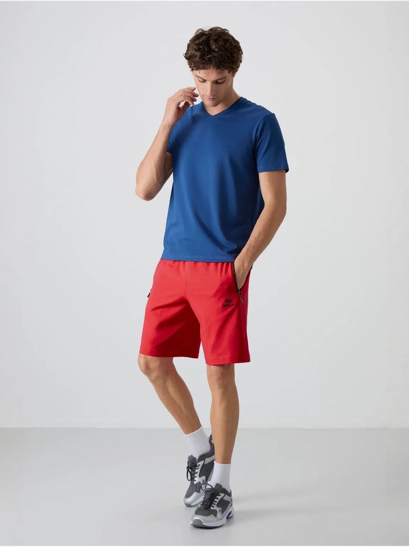 Short de survêtement homme en maille, coupe regular tommy Rouge - Kiabi