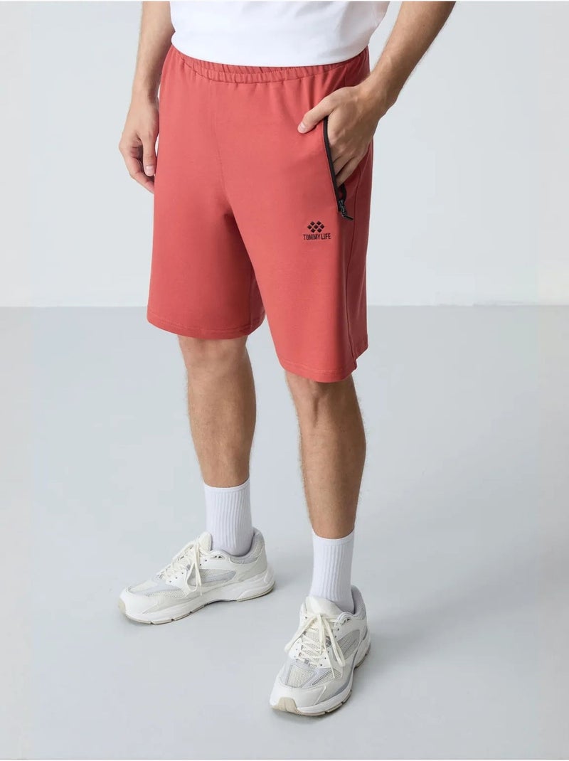 Short de survêtement homme en maille, coupe regular tommy Terracotta - Kiabi