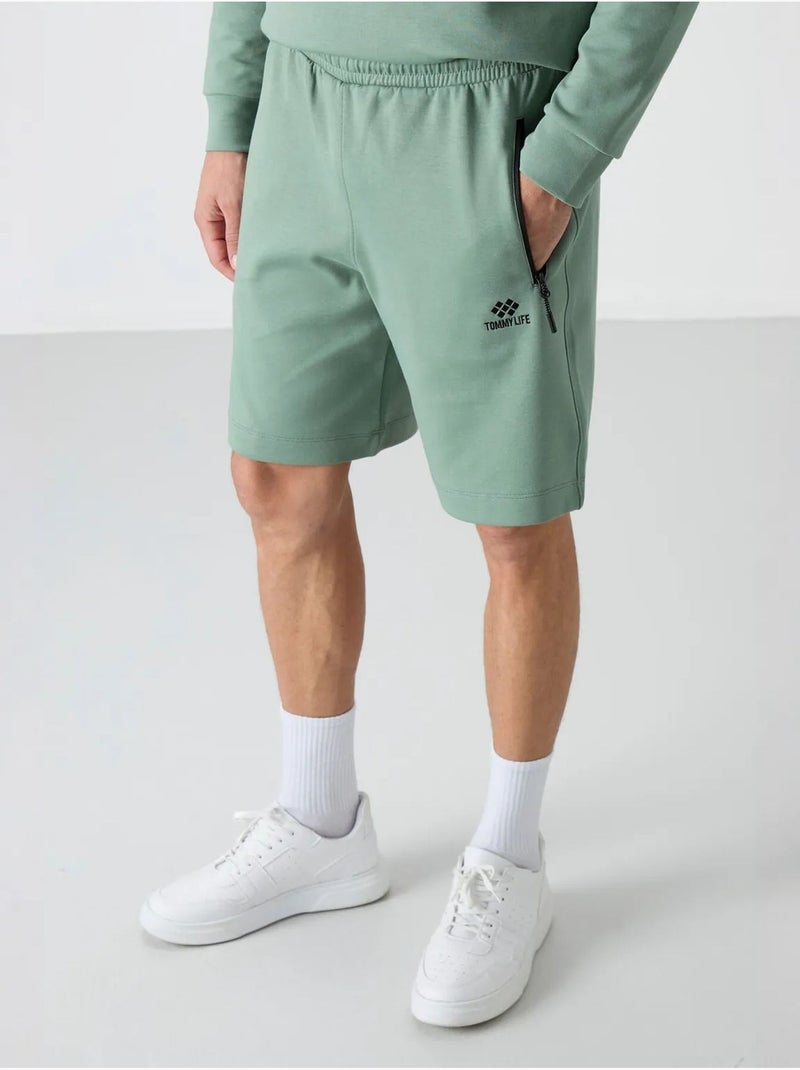 Short de survêtement homme en maille, coupe regular tommy Vert menthe - Kiabi