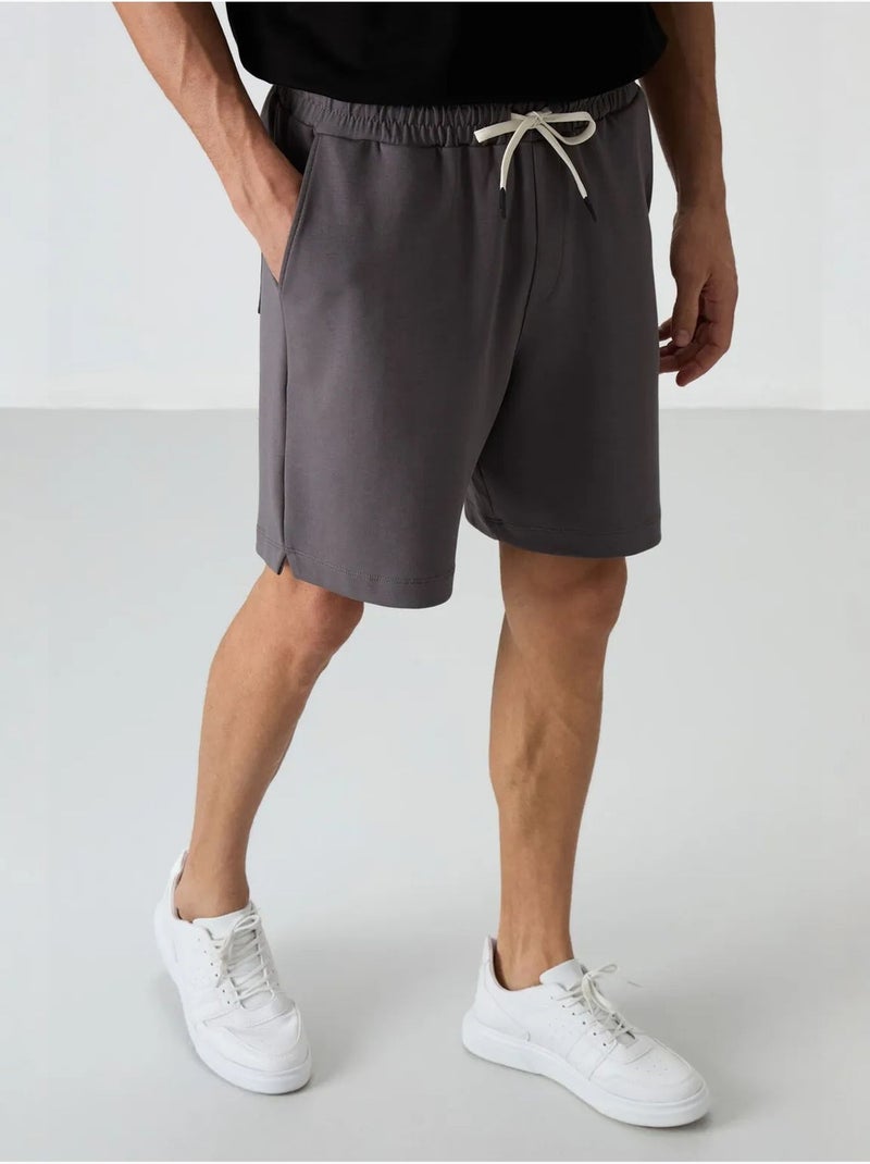 Short de survêtement homme en mélange de coton tommy Gris Noir - Kiabi
