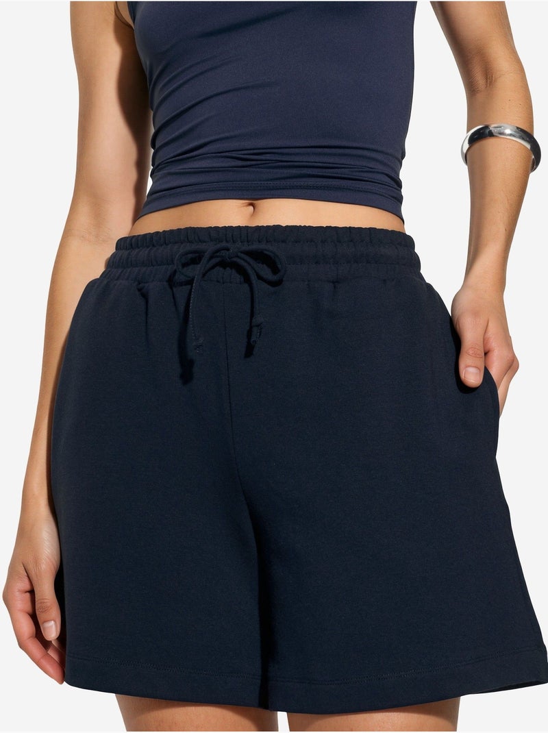Short de survêtement taille mi-haute à cordon busem Bleu marine - Kiabi