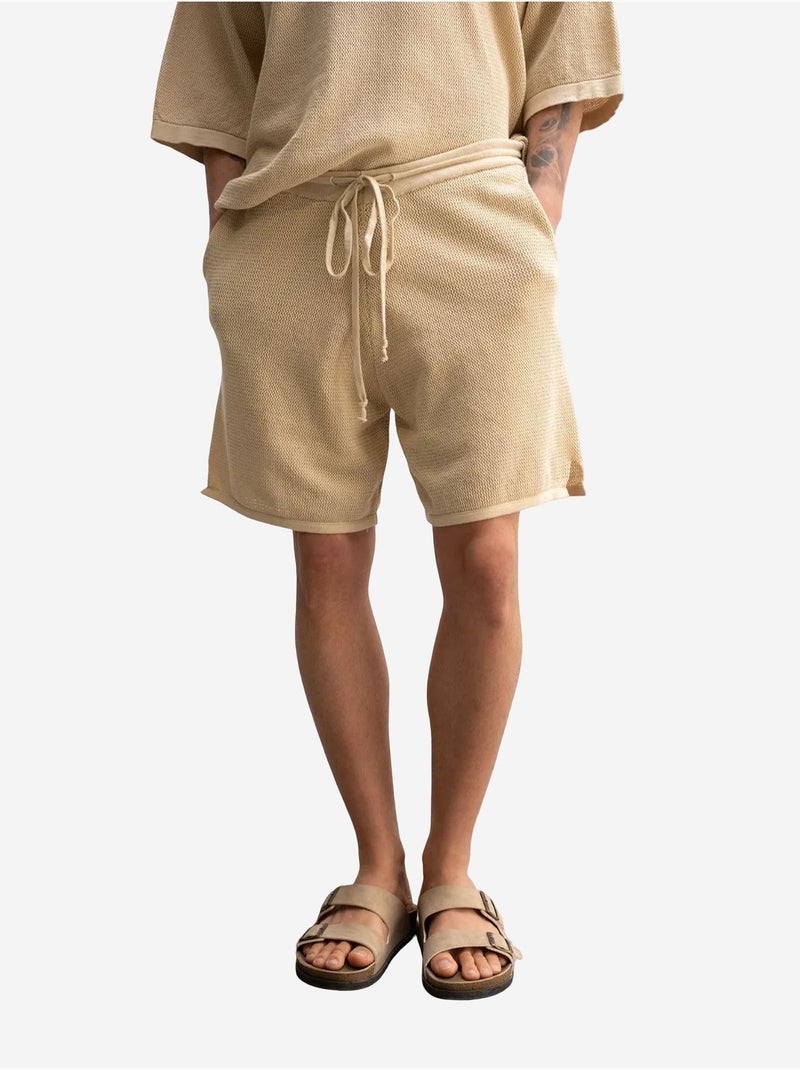Short de survêtement taille mi-haute en maille texturée giesto Beige argile - Kiabi