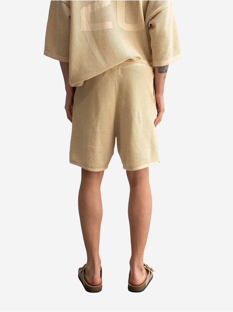 Short de survêtement taille mi-haute en maille texturée giesto Beige argile - Kiabi