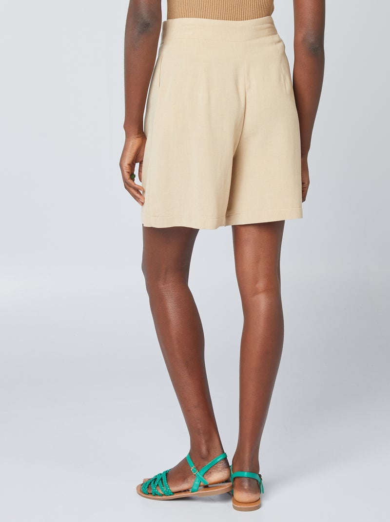 Short de tailleur en lin Beige - Kiabi