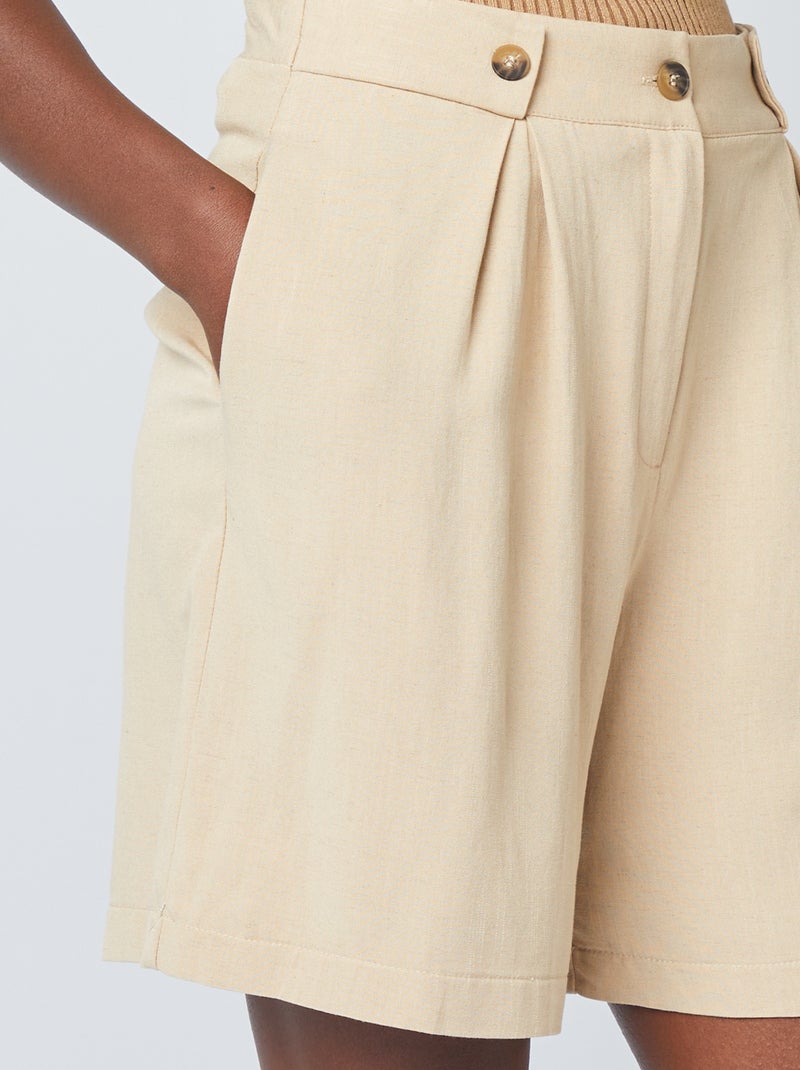 Short de tailleur en lin Beige - Kiabi