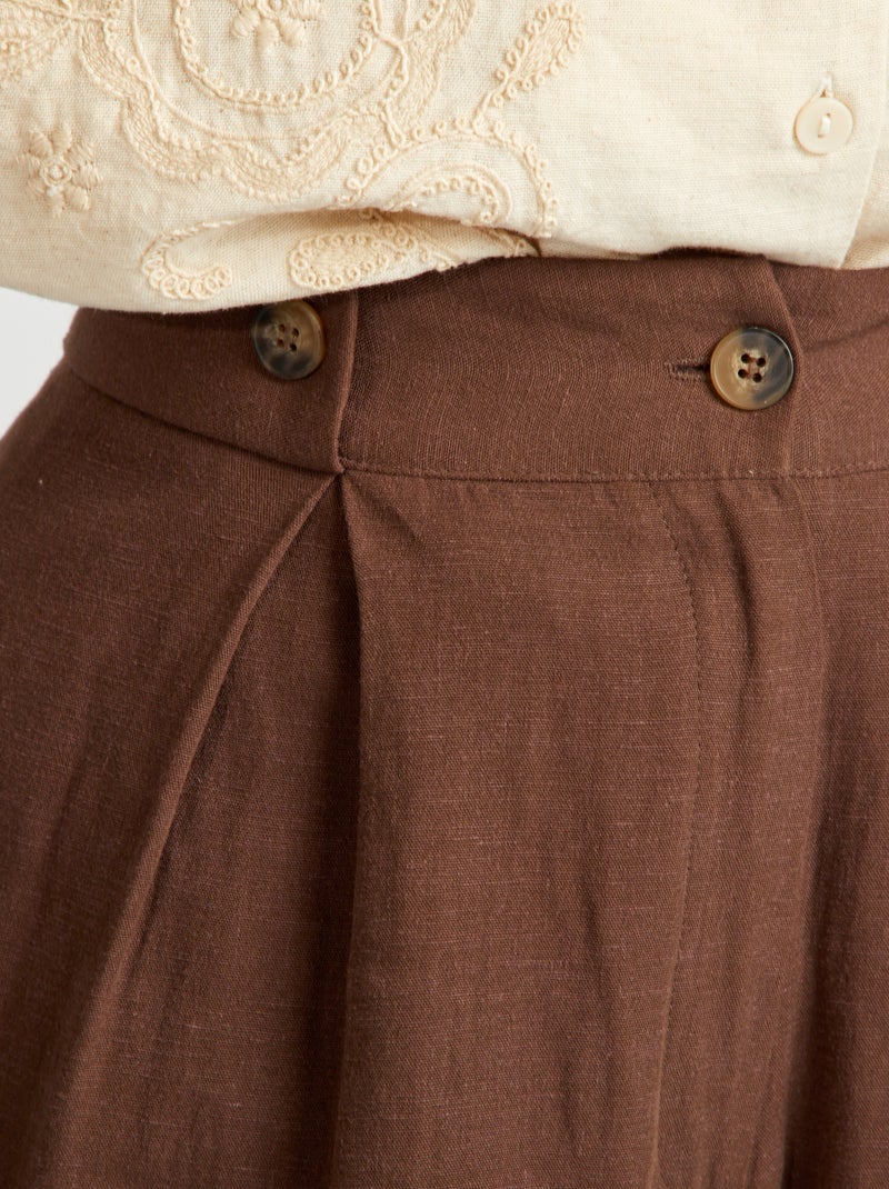 Short de tailleur en lin Marron - Kiabi