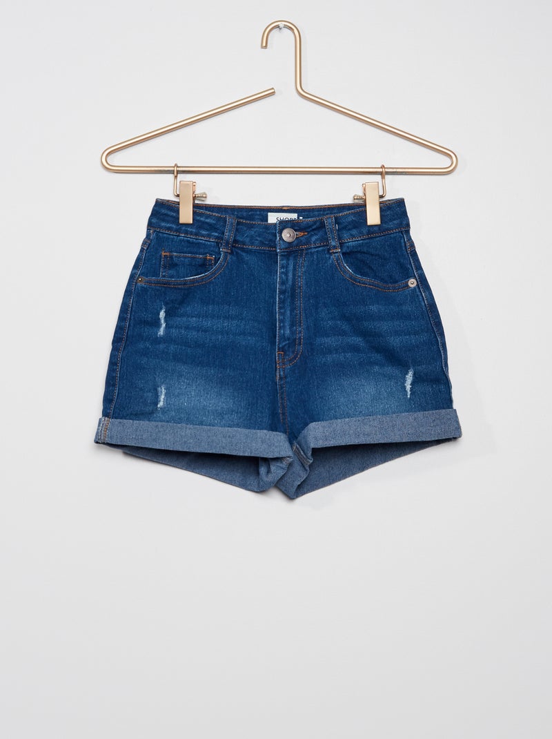 Short denim avec abrasions Brut - Kiabi