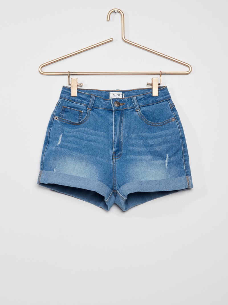 Short denim avec abrasions Double stone - Kiabi