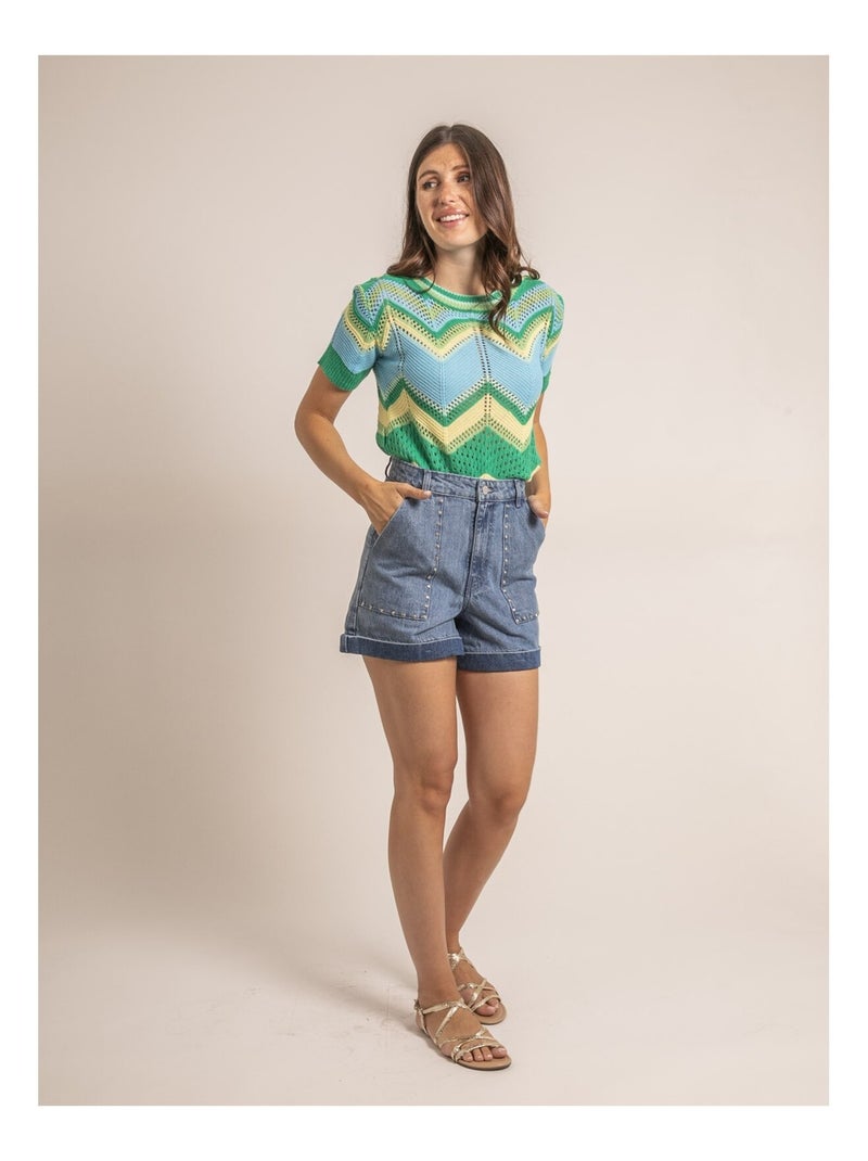 Short denim clous XIMOLI Bleu - Kiabi