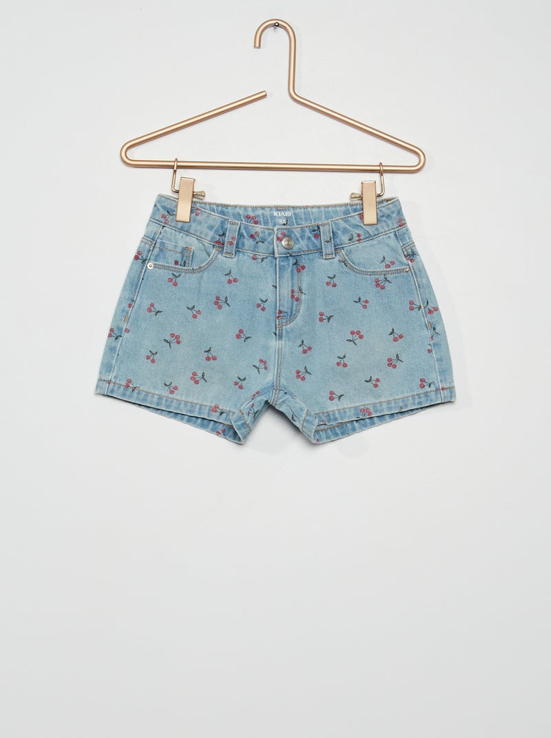 Short denim fantaisie bleu/rouge - Kiabi