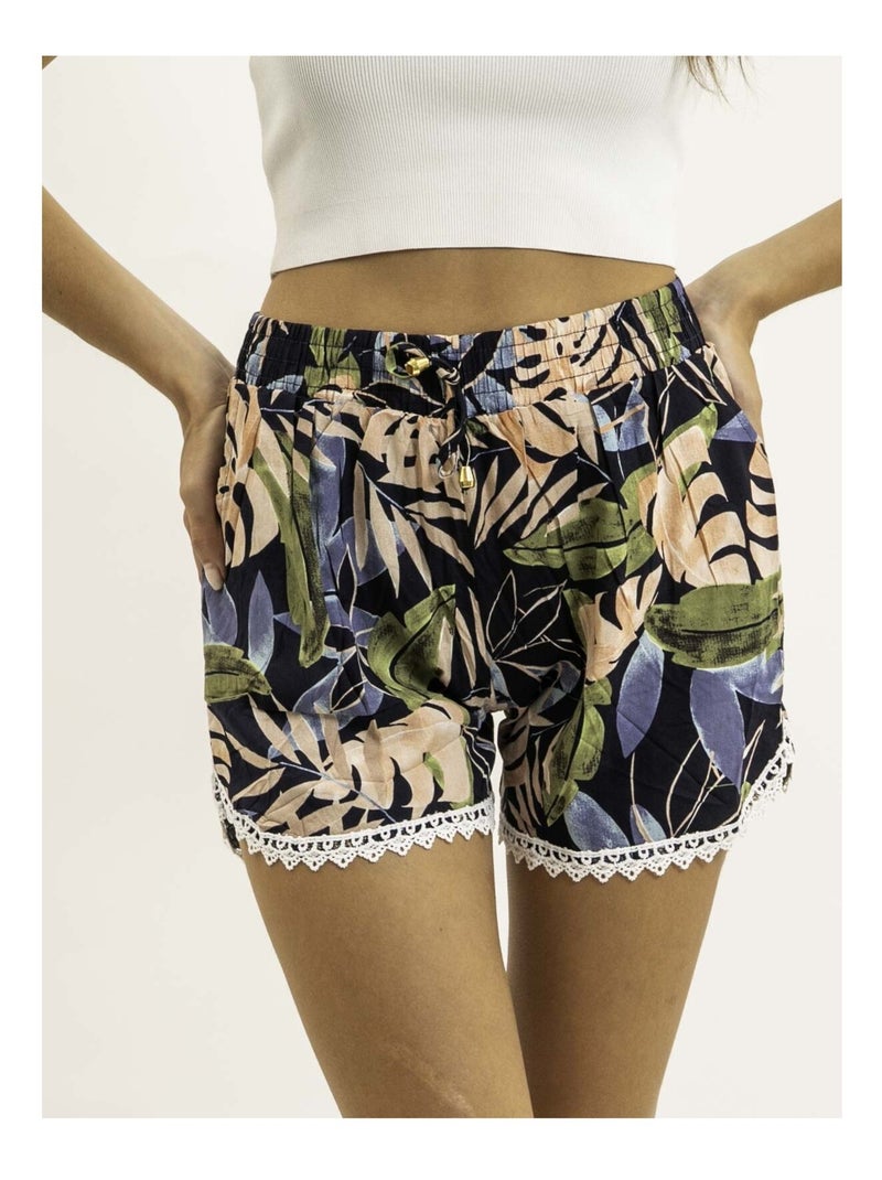 Short dentelle et motifs XIDIVA Bleu marine - Kiabi